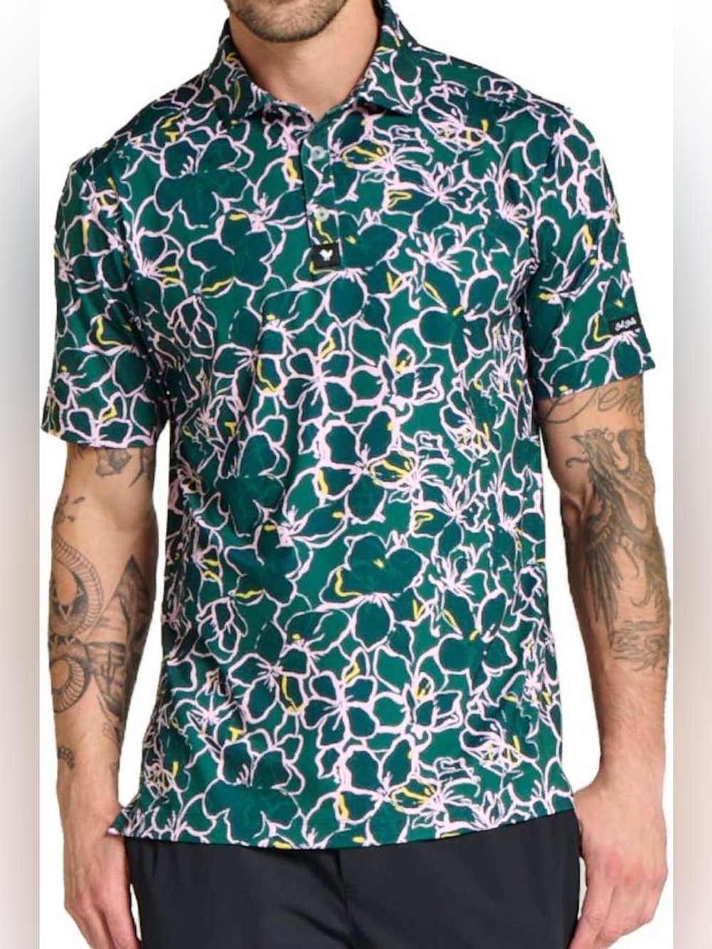 Bad Birdie Azalea Golf Polo Size 2XL Floral Colorful Performance